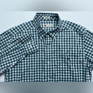 Onward Reserve Performance Button Down Shirt Mens Size Medium Blue Ivory Checked